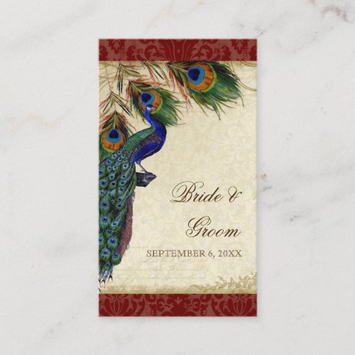 Peacock  Feather Wedding Table Seating Escort Place Card