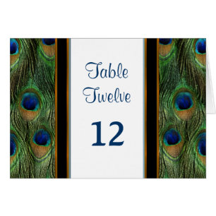 Peacock Feather Wedding - Table Seating Number Cards