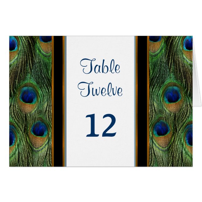 Peacock Feather Wedding - Table Seating Number Cards (Front Horizontal)