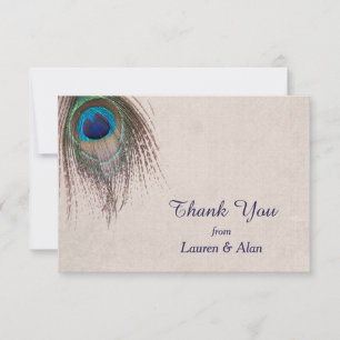 Peacock Feather Wedding Thank You Card