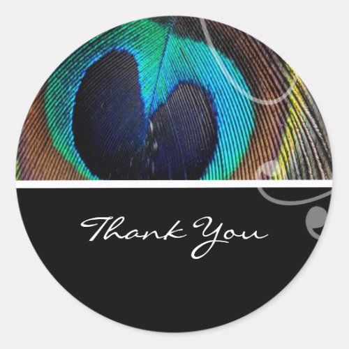 Peacock Feather Wedding Thank You Stickers