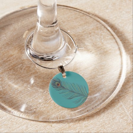 Peacock Feather Wine Glass Charm