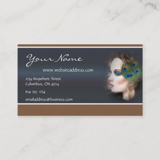 Customizable Peacock Feather Woman D2 Business Cards