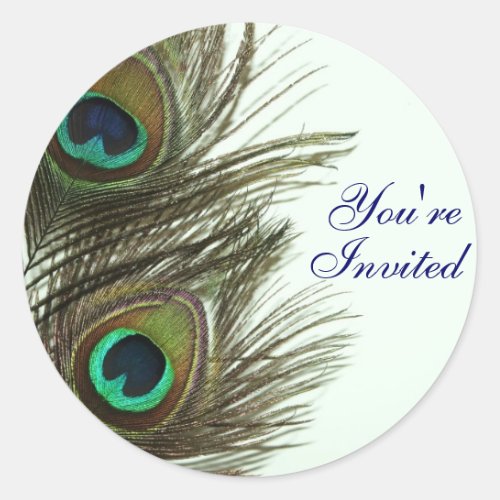 Peacock Feather Youre Invited Envelope Stickers