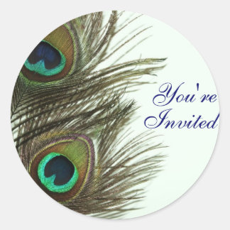 Peacock Feather You're Invited Envelope Stickers