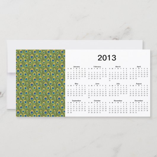 Peacock Feathers 2013 Calendar Photo Card (Front)