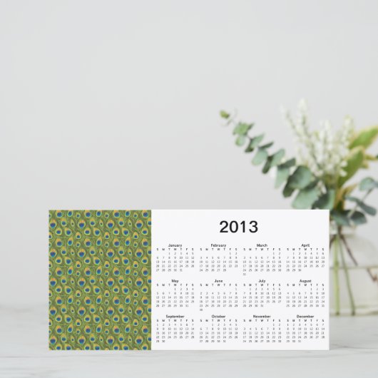 Peacock Feathers 2013 Calendar Photo Card (Standing Front)