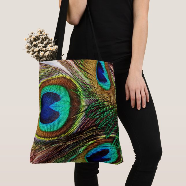 Peacock Feathers 2&4 Tote Bag (Close Up)