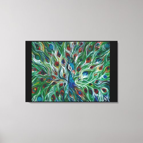 Peacock Feathers 36 x 24 Premium Canvass Print