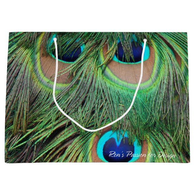 Peacock Feathers 3 Large Gift Bag (Front)