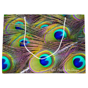 Peacock Feathers 5 Large Gift Bag