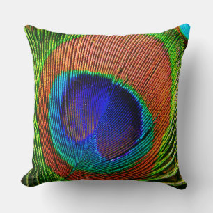 Peacock Feathers 6B Throw Pillow