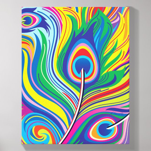 Peacock Feathers Abstract Art Canvas Photo Tile (Front Set)