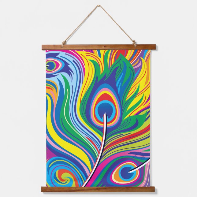 Peacock Feathers Abstract Art Hanging Tapestry (Front)