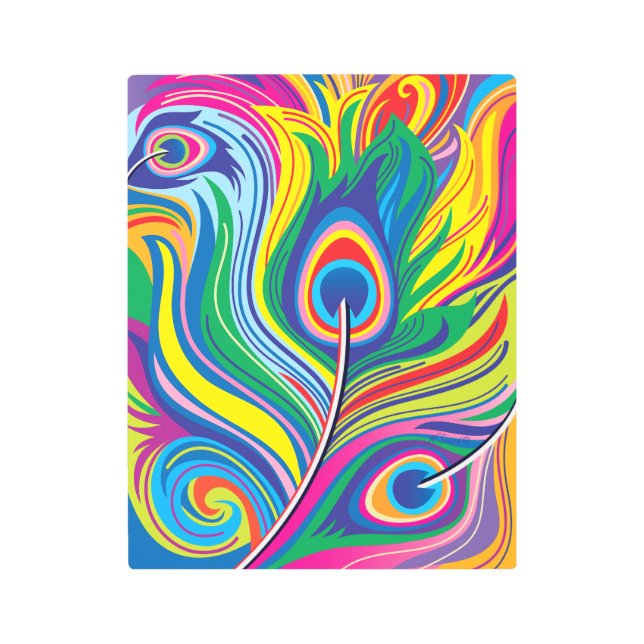 Peacock Feathers Abstract Art Metal Print (Front)
