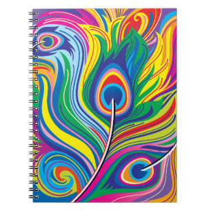 Peacock Feathers Abstract Art Notebook