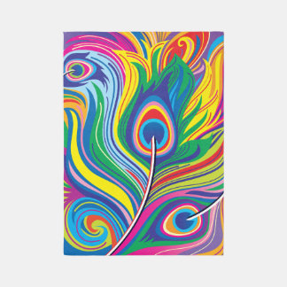 Peacock Feathers Abstract Art Outdoor Rug