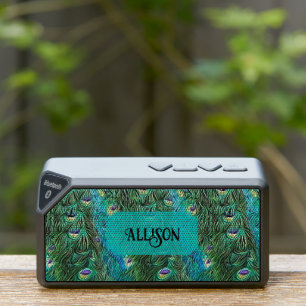 Peacock feathers, abstract - modern bluetooth speaker