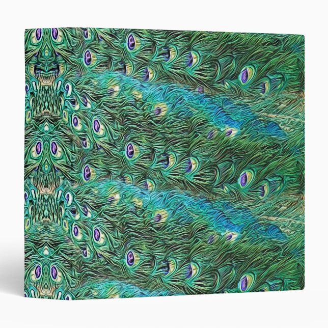 Peacock feathers, abstract - pattern in acrylic  3 ring binder (Front/Spine)
