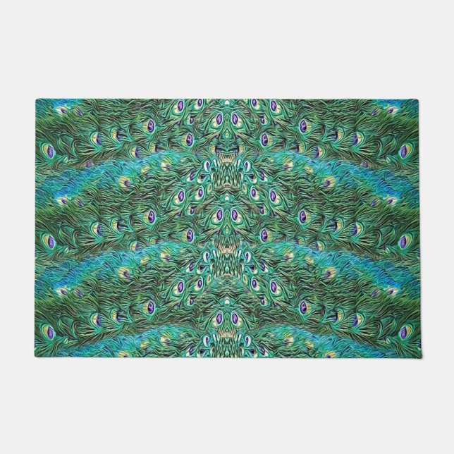 Peacock feathers, abstract - pattern in acrylic  doormat (Front)