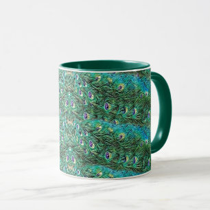 Peacock feathers, abstract - pattern in acrylic mug