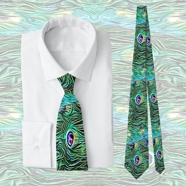 Peacock feathers, abstract - pattern in acrylic  neck tie (Creator Uploaded)