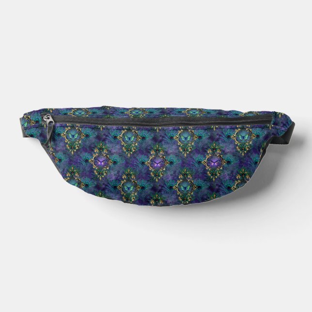 Peacock Feathers and Butterflies Fanny Pack (Lay Down)