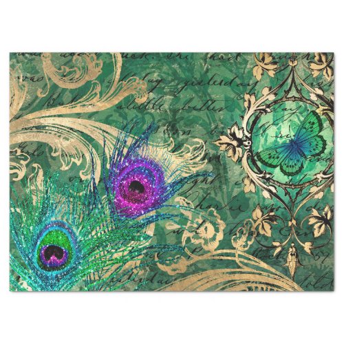Peacock Feathers and Butterfly Decoupage Tissue Paper
