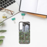 Peacock Feathers and Gothic Windows Samsung Galaxy S22 Case<br><div class="desc">Protect your Samsung Galaxy S22 phone with this trendy phone case that features the photo image of colorful Peacock feathers against Gothic window panes. Select your phone style. For other phone brands,  you will need to customize case to fill image to edges of design template.</div>