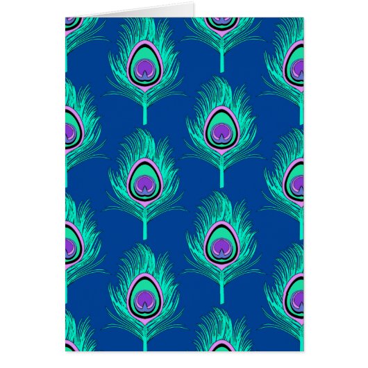 Peacock Feathers, Aqua on Deep Cobalt Blue (Front)