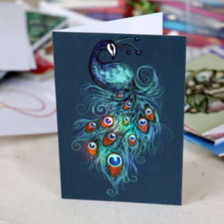 Peacock Feathers Art                             Card