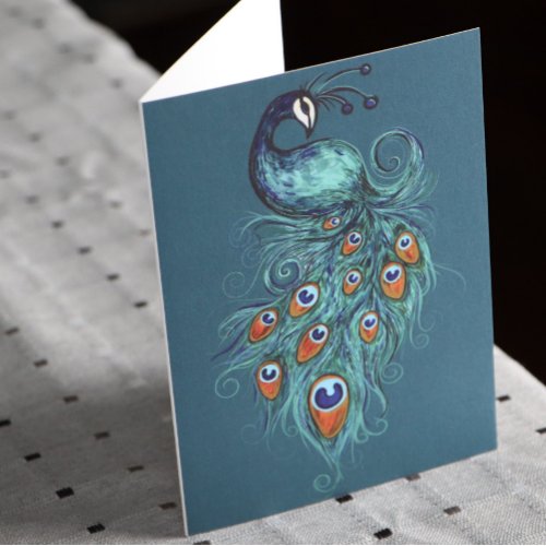 Peacock Feathers Art                               Card