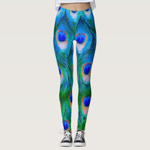 Peacock Feathers Art Leggings