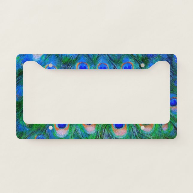Peacock Feathers Art License Plate Frame (Front)