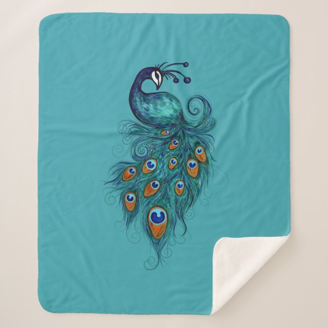 Peacock Feathers Art                               Sherpa Blanket (Front)