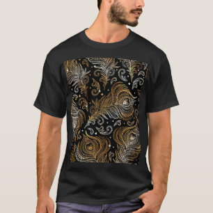 Peacock Feathers: Artistic Freehand Drawing. T-Shirt
