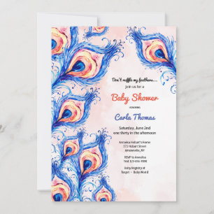 Peacock Feathers Baby Shower Invitation