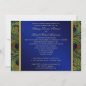 Peacock Feathers, Beads Wedding Invitation - Blue (Back)