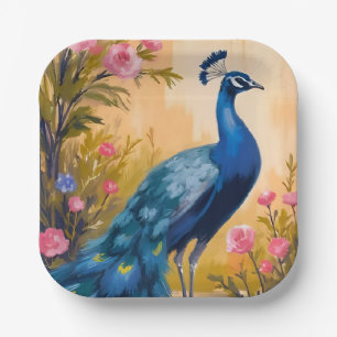 Peacock Feathers Beautiful Floral Animal Paper Plates