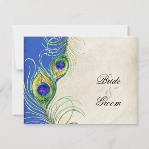 Peacock Feathers Black Damask RSVP Response Card