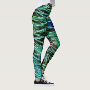 Peacock Feathers Blue Green Purple Leggings