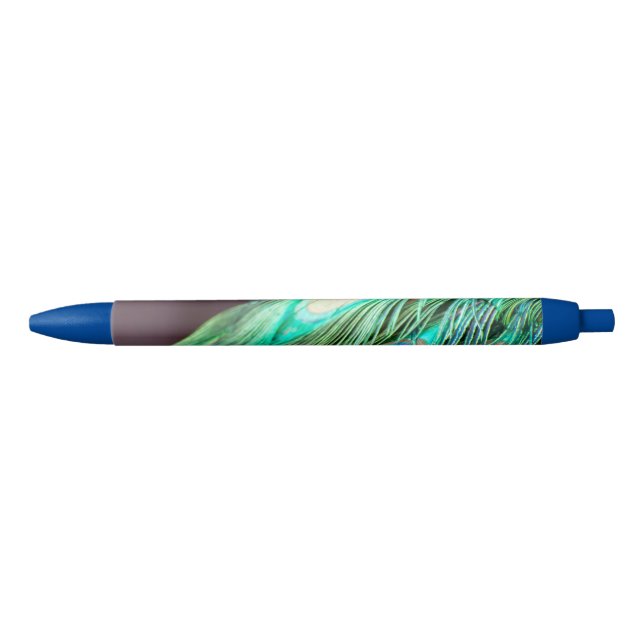 Peacock Feathers Blue Green Purple Pen (Front)