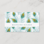 Peacock Feathers Blue Modern Business Card at Zazzle