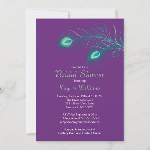Peacock Feathers Bridal Shower Invitation