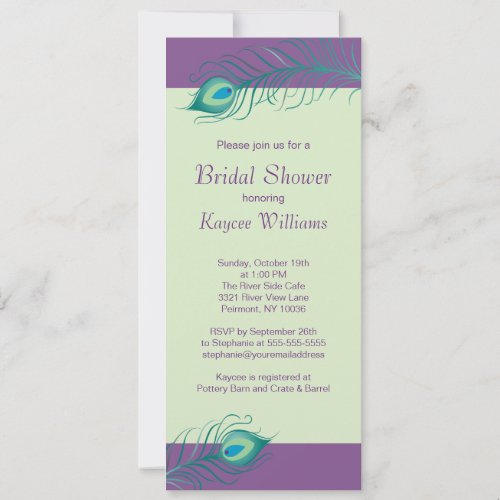 Peacock Feathers Bridal Shower Invitation