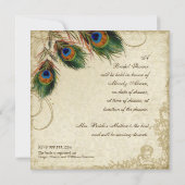 Peacock & Feathers Bridal Shower Invite Navy Blue (Back)