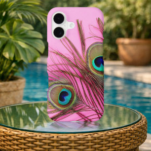 Peacock Feathers Bright Pink iPhone 17 Case