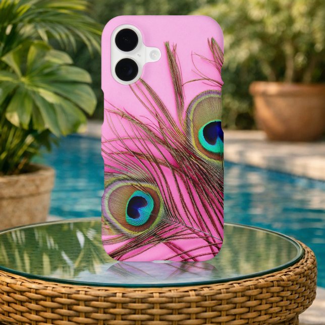 Peacock Feathers Bright Pink Case-Mate iPhone Case (Creator Uploaded)