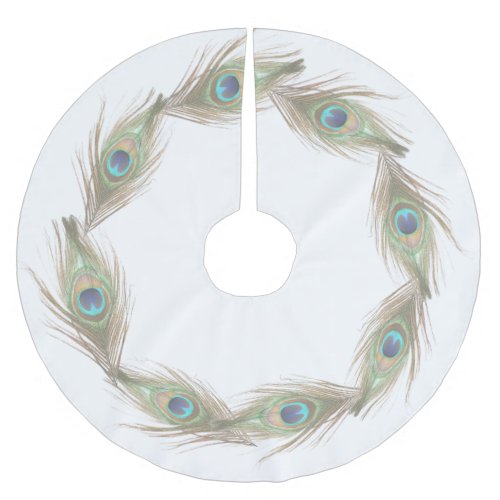 Peacock Feathers Brushed Polyester Tree Skirt