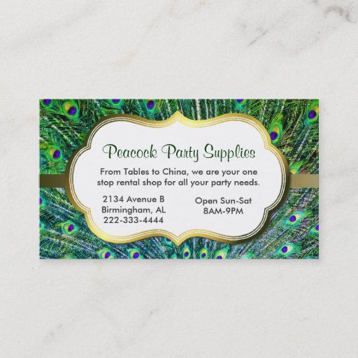 Customizable Peacock Feathers Business Card